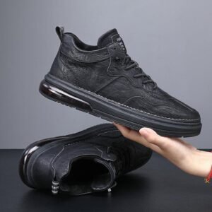 Winter New Men's Plus Cashmere Warm Cotton Shoes High-top Casual Leather Shoes Trend All-match Sneakers